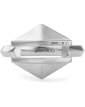 Jimmy Choo Anillo Diamond Con Logo Grabado - Blanco