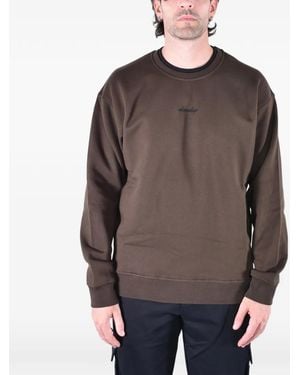 Dondup Logo-Embroidered Ribbed-Trim Sweatshirt - Brown
