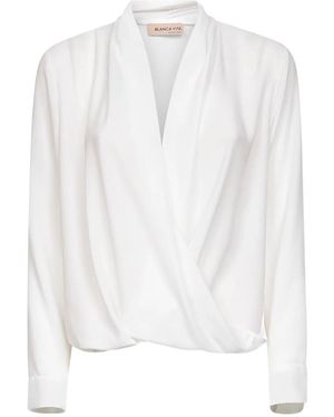 Blanca Vita Draped V-Neck Blouse - White