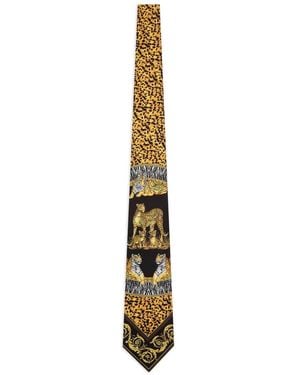 Versace Animal-Print Tie - White