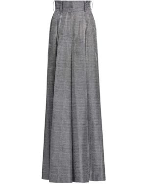 Elie Saab Prince De Galles-Print Silk Pants - Gray