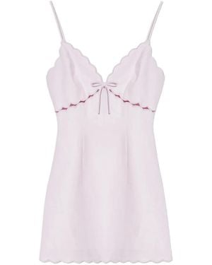 LoveShackFancy Sydow Scallop-trim Tie-front Mini Dress - Pink