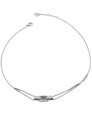 Guess Shining Winter Pavé-Set Necklace - White