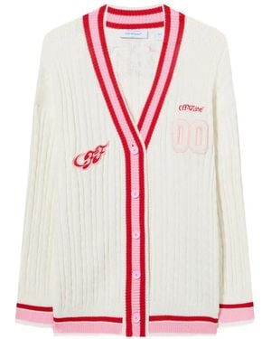 Off-White c/o Virgil Abloh Patch Cable Knit Cardigan - White