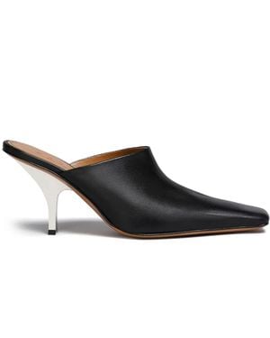 Marni Square-Toe Heeled Leather Mules - Black