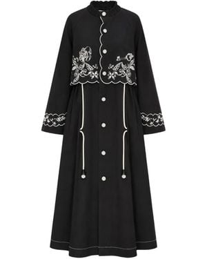 Renli Su Manteau Brodé À Design Superposé - Black