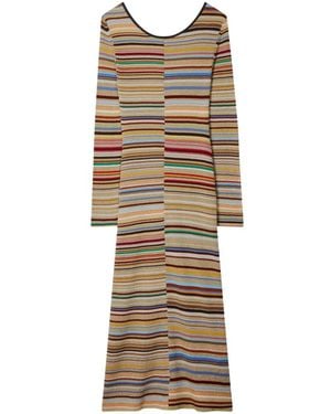 Paul Smith Robe Signature Stripe En Maille Nervurée - Natural