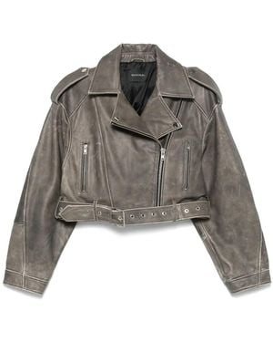 Manokhi Klassische Lederjacke - Grau