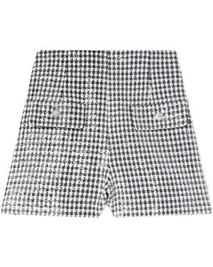 Sandro Sequin Houndstooth Tweed Shorts - Grey