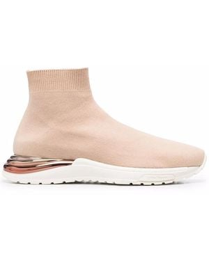 Ferragamo Metallic Heel-Counter Trainers - Pink