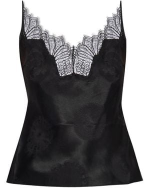 Coperni Lace-Trim Silk Tank Top - Black