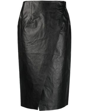 Kassl Strap-Detail Wrap Midi Skirt - Black