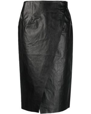 Kassl Strap-Detail Wrap Midi Skirt - Black
