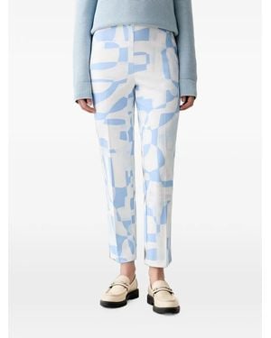 Joseph Ribkoff Abstract-Print Cropped Pants - Blue