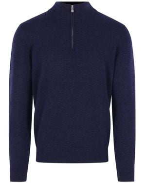 Brunello Cucinelli Half-Zip Cashmere Jumper - Blue