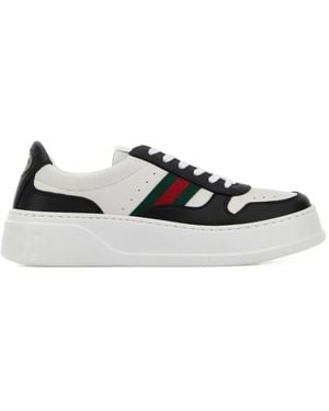 Gucci Two-Tone Leather Trainers - White