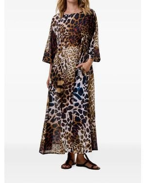 One Season Jackie Leopard-Print Maxi Dress - Natural