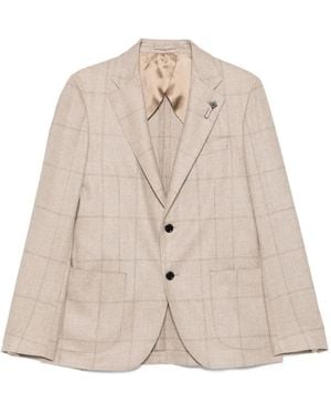 Lardini Geruit Jack Met Twee Knopen - Naturel