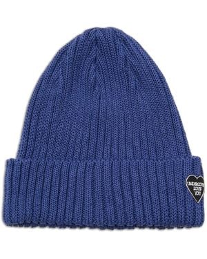 Undercover Ribbed-Knit Heart-Patch Beanie Hat - Blue