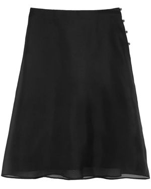 Ami Paris Midi Sheer A-Line Midi Skirt - Black