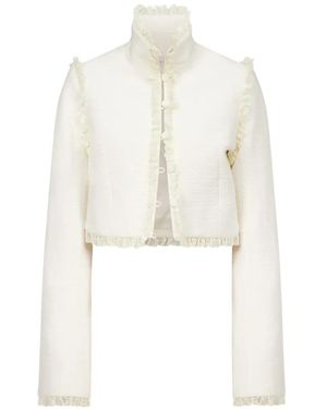 Ludovic de Saint Sernin Odile Ruffled Cotton Jacket - White