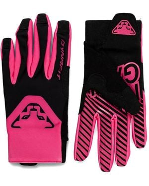 Dynafit Dna Logo-Print Striped-Pattern Gloves - Pink