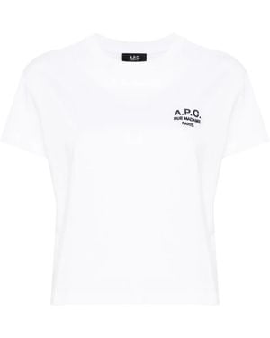 A.P.C. Logo-Embroidered Cotton T-Shirt - White