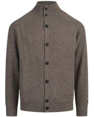 MC2 Saint Barth Galway Lambswool Cardigan With High Collar - Brown
