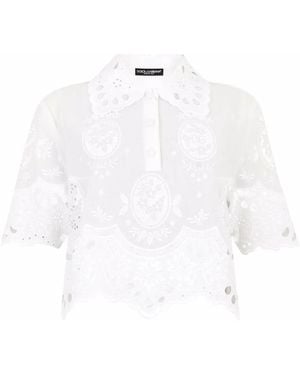 Dolce & Gabbana Poloshirt Met Geborduurd Mesh - Wit