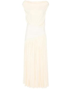 Abadia Gwen Pleated Midi Dress - White