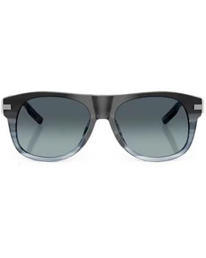 Dolce & Gabbana Striped Rectangle-Frame Sunglasses - Grey