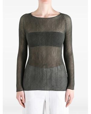 Issey Miyake Semi-Doorzichtige Top Met Plooien - Zwart