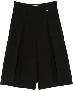 Nissa Pleated Wide-Leg Shorts - Black