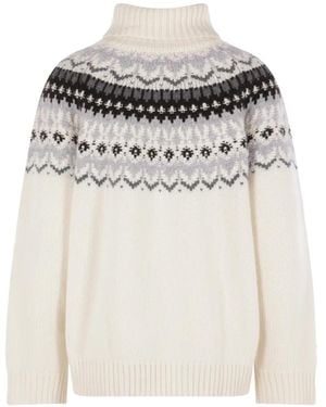 arch4 Vionna Fair Isle Roll-Neck Jumper - White