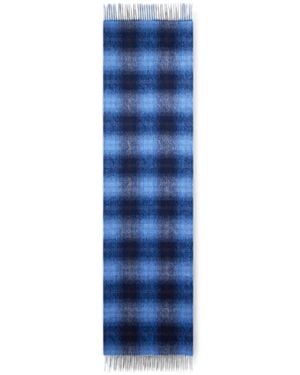Etro Wool And Cashmere Jacquard Scarf With Arnica And Check Motifs - Blue