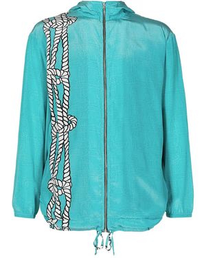 Amir Slama Graphic-Print Silk Jacket - Blue