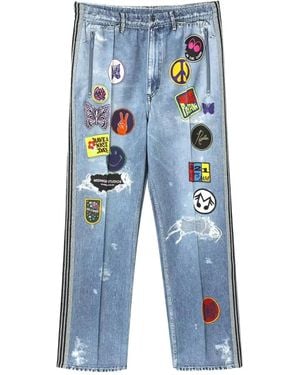 Needles Patch-Detailing Track Jeans - Blue
