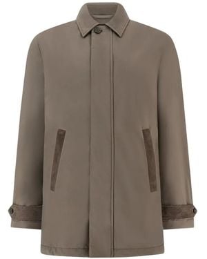 Paul & Shark Typhoon Platinum Suede-Trimmed Car Coat - Brown