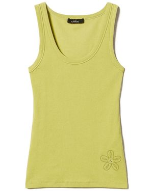 Twinset Rhinestone-Embellished Ribbed Tank Top - Yellow