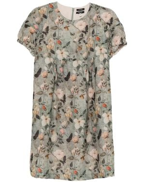 R13 Floral-Print Babydoll Dress - Gray