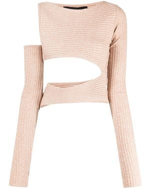 ANDREADAMO Asymmetric Cut-Out Ribbed Top - Pink