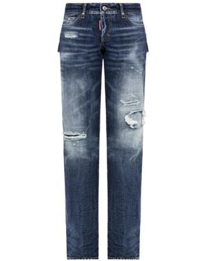 DSquared² Distressed Cut-Out Jeans - Blue