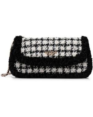 Guess Quilted Houndstooth Chain Cross Body Bag - Black