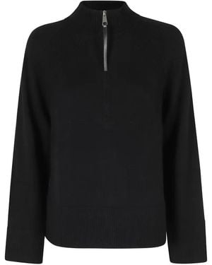 Seventy Half-Zip Raglan-Sleeve Jumper - Black