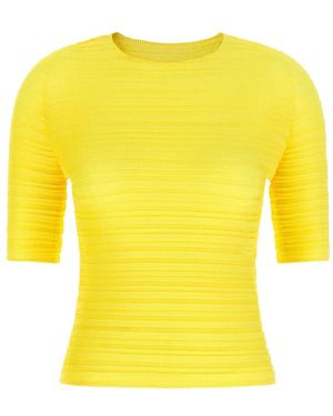 Issey Miyake Jiggly Pleats Ribbed-Fabric Blouse - Yellow