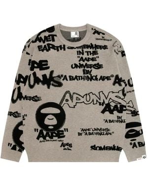Aape By A Bathing Ape Logo Crew-Neck Jumper - Grey