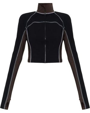 Fendi Zip-Up Contrast Jumper - Black
