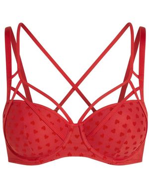Marlies Dekkers Heart-Print Strap-Detail Bra - Red