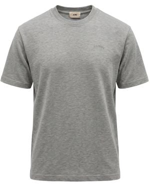 Autry Logo-Embroidered T-Shirt - Grey