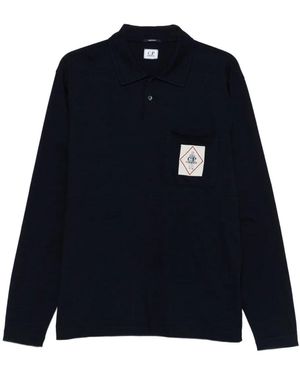 C.P. Company Logo-Appliqué Long-Sleeve Polo Shirt - Blue